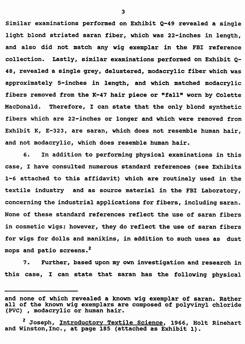 May 21, 1991: Supplemental Affidavit of Michael Malone (FBI) re: Synthetic Fibers p. 3 of 5