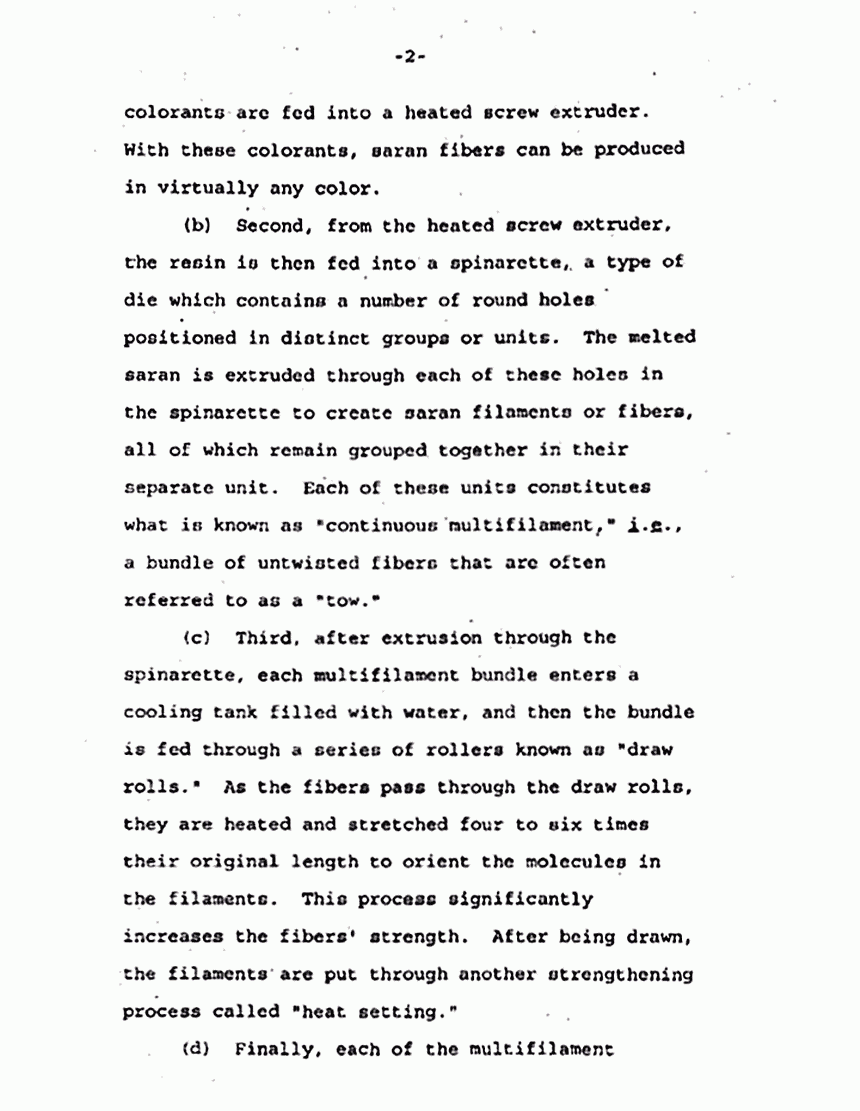 March 27, 1997: Affidavit of Samuel Walter Umansky re: Saran Fibers, p. 2 of 6
