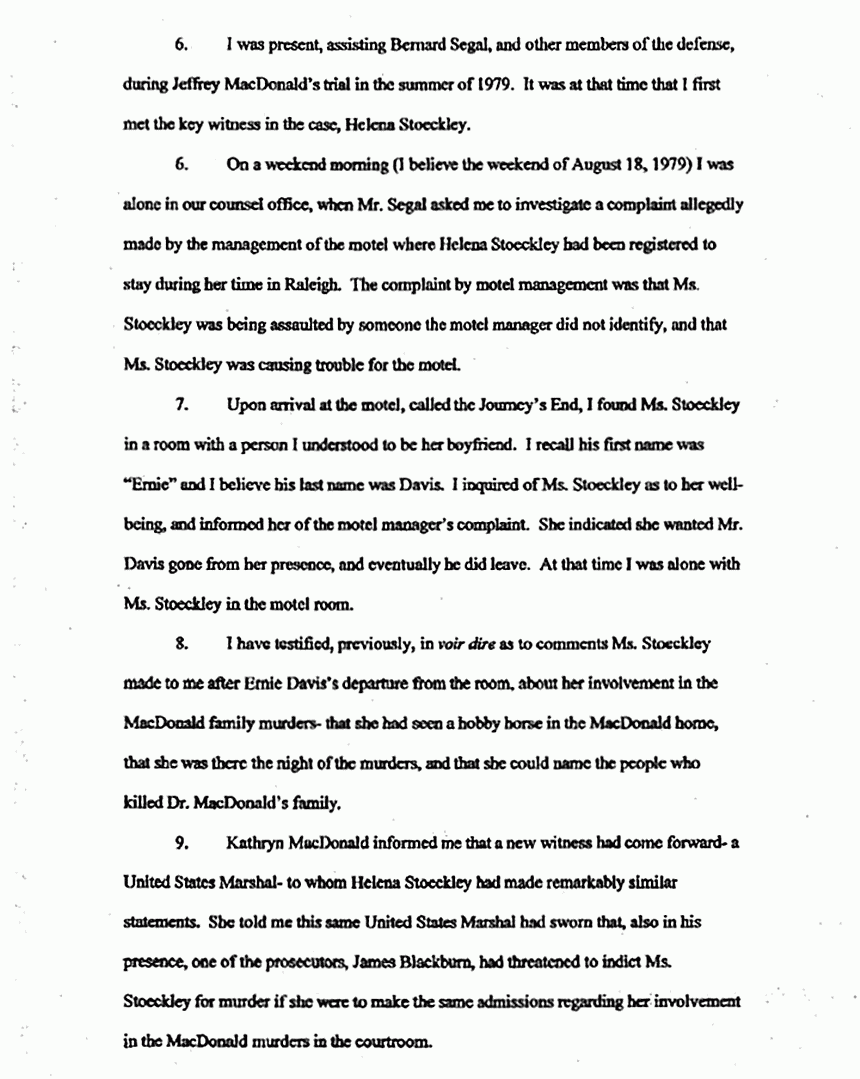 September 6, 2005: Affidavit of Wendy Rouder re: Helena Stoeckley, p. 2 of 5