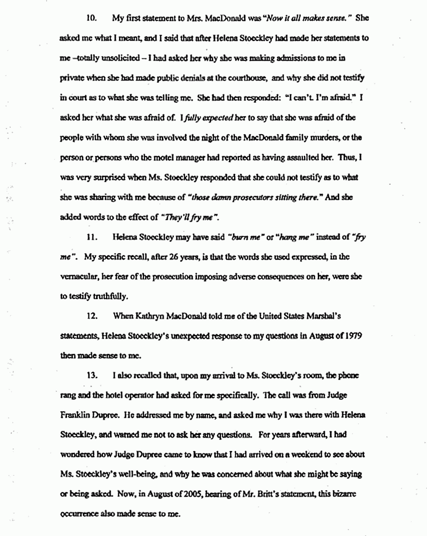 September 6, 2005: Affidavit of Wendy Rouder re: Helena Stoeckley, p. 3 of 5
