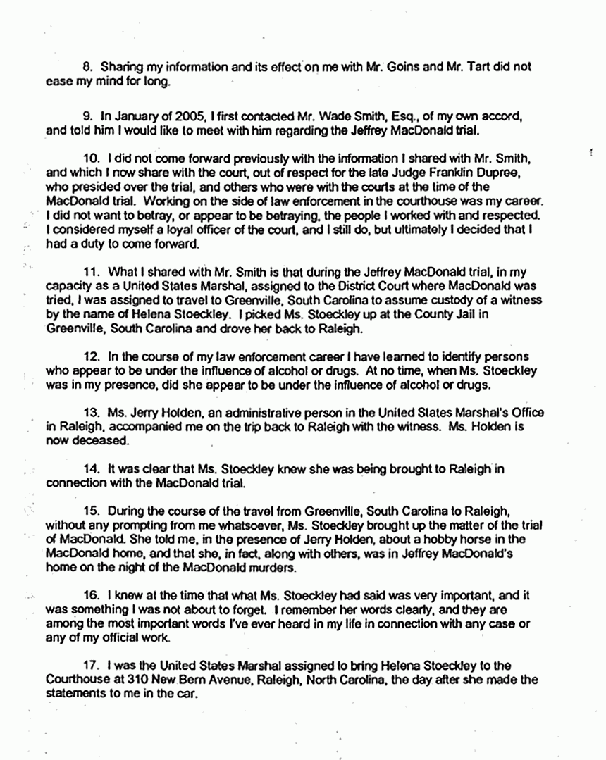 November 3, 2005: Affidavit of Jimmy Britt re: Helena Stoeckley and James Blackburn, p. 2 of 4