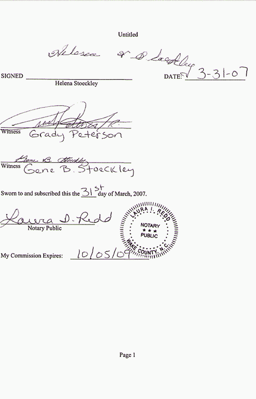 March 31, 2007: Affidavit of Helena Stoeckley, Sr. re: Helena Stoeckley p. 3 of 3