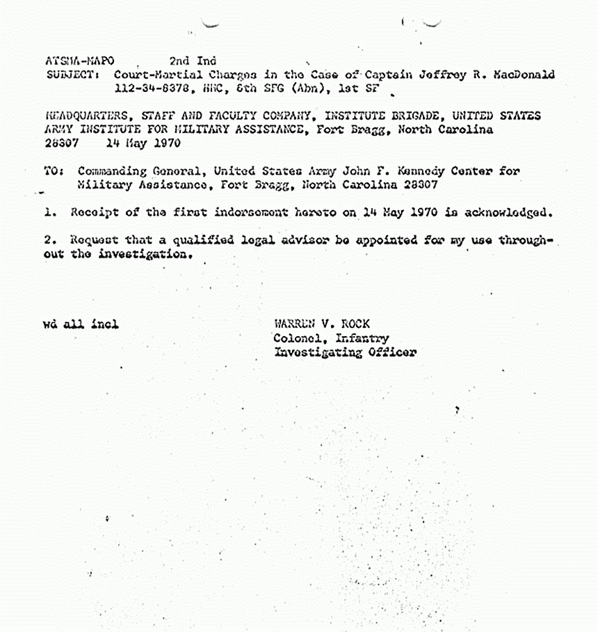 October 13, 1970: Article 32 final report of Col. Warren Rock, p. 17 of 18