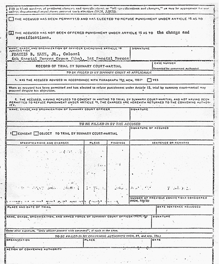 May 1, 1970: Jeffrey MacDonald's Charge Sheet (DD Form 458), p. 4 of 4