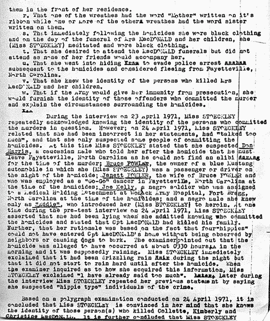 ca. April 24, 1971: Conclusions re: Robert Bristentine's April 23-24 polygraph examination of Helena Stoeckley, p. 2 of 3