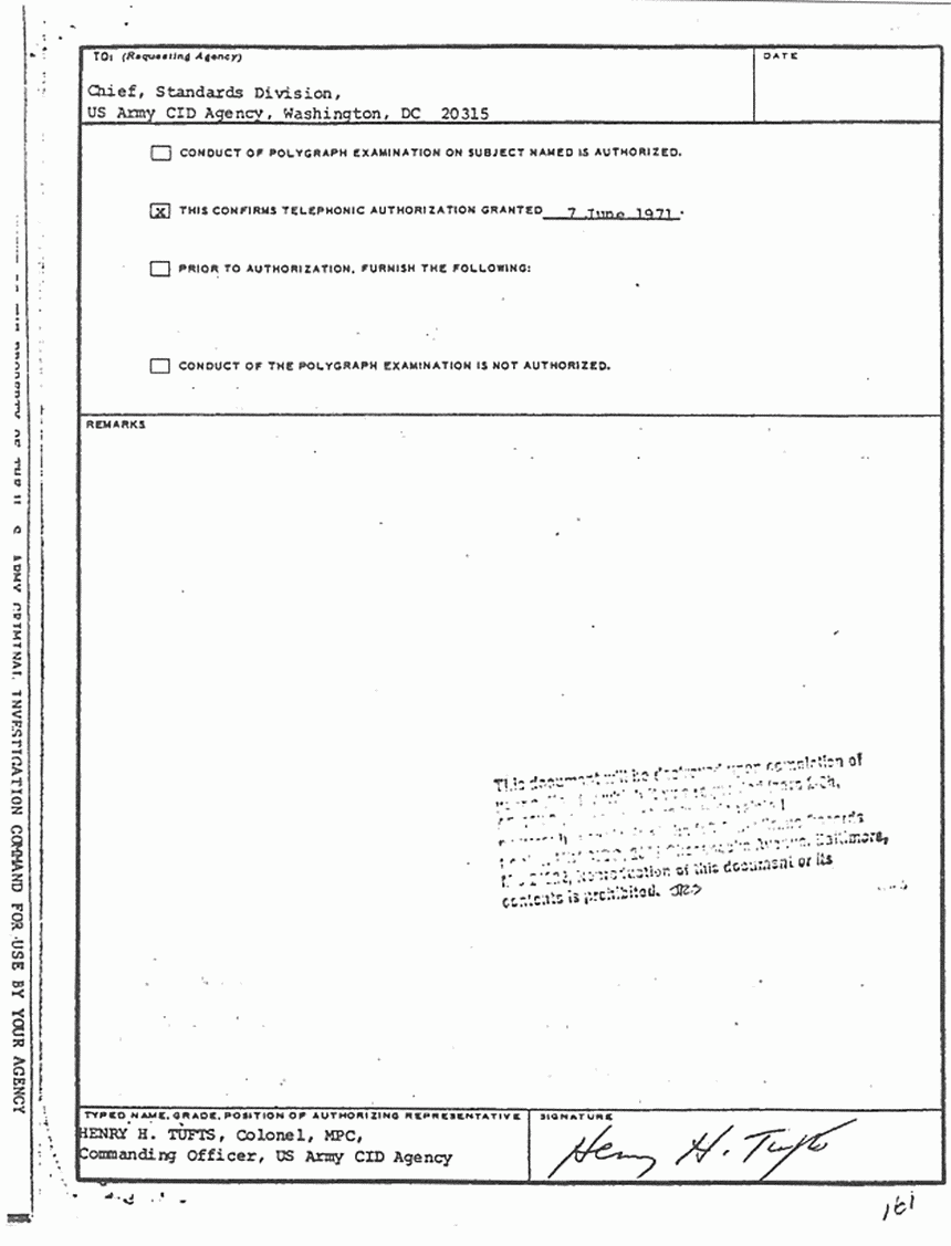 June 1971: Documents re: June 11, 1971 polygraph examination of Janice Fowler, p. 6 of 6