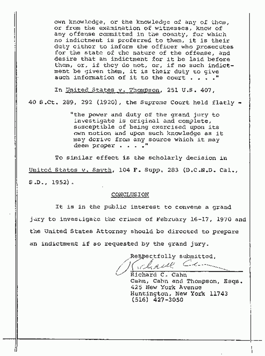 April 30, 1974: Memorandum Relative to the Grand Jury's Power to Investigate in the Absence of the Consent of the Justice Department, p. 8 of 8