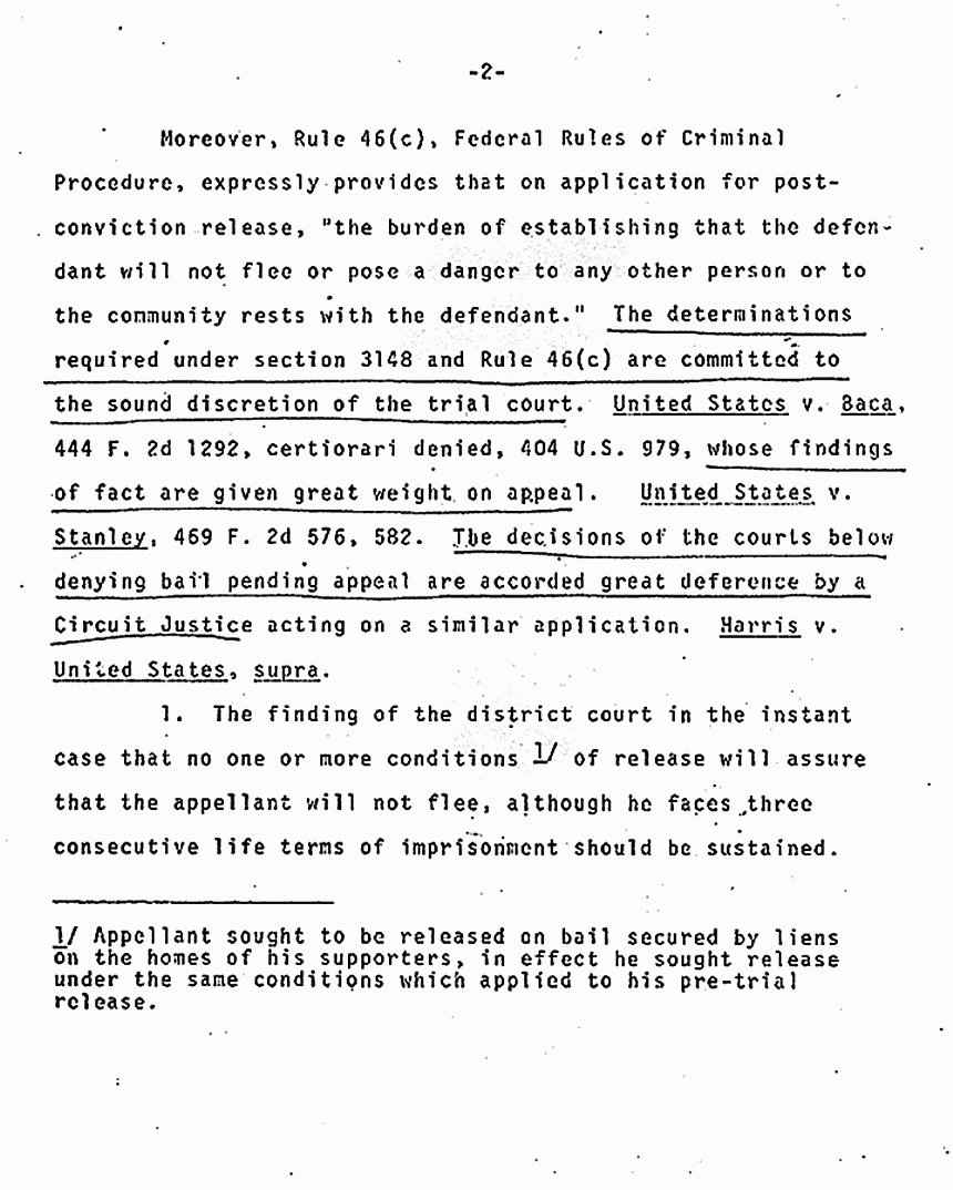 October 16, 1979: U. S. Court of Appeals for the 4th Circuit: U. S. Response to Motion by Jeffrey MacDonald for Admission to Bail Pending Appeal, p. 2 of 6