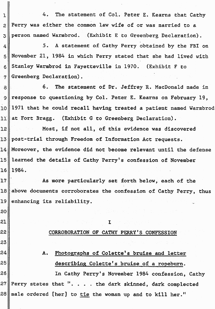 January 9, 1985: Defendant's Supplemental Points and Authorities in Support of Addendum to Motion for New Trial (re: Cathy Perry), p. 2 of 5
