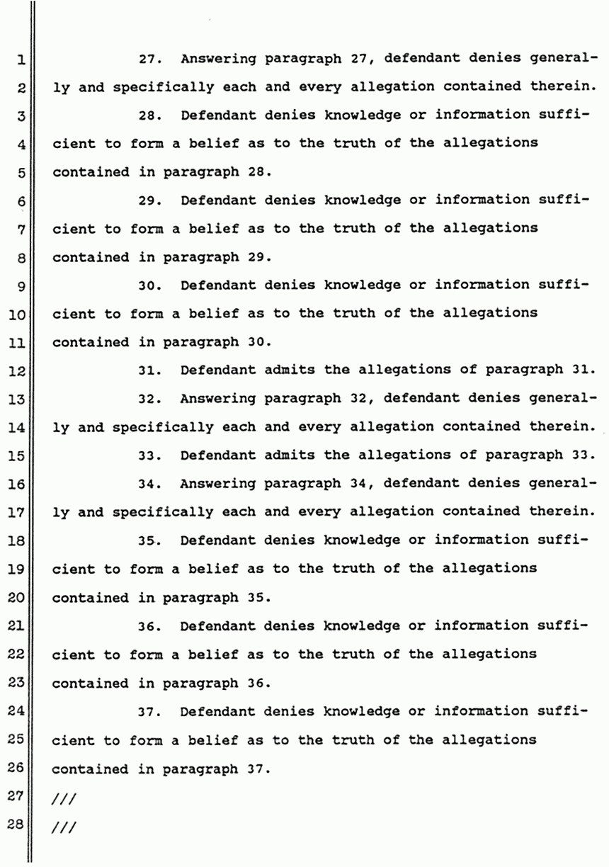 June 1988: Answer of Dorothy MacDonald to Second Amended Complaint of Mildred Kassab  to Establish and Enforce Constructive Trust, p. 5 of 10