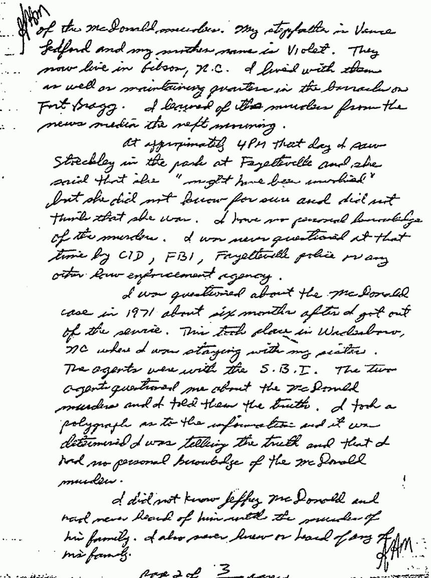 Nov. 24, 1981: Handwritten statement of Greg Mitchell, p. 2 of 3