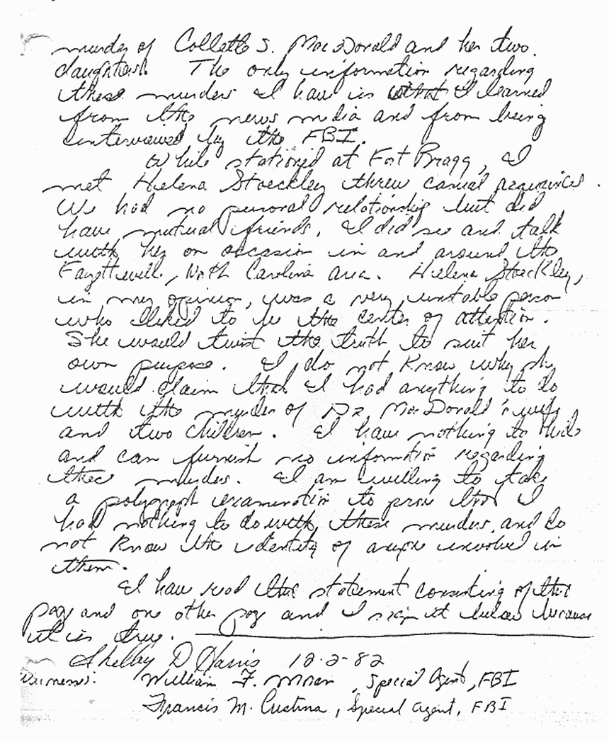 Dec. 2, 1982: Handwritten statement of Shelby Don Harris, p. 2 of 2