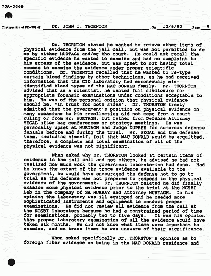 January 4, 1991: FBI File re: Dec. 6, 1990 interview of John Thornton, p. 5 of 7