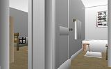 The Jeffrey MacDonald Case: Representation of hallway bathroom of the Jeffrey MacDonald apartment at 544 Castle Drive, facing northwest