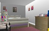 The Jeffrey MacDonald Case: Representation of south bedroom (Kim's) in the Jeffrey MacDonald apartment at 544 Castle Drive, facing west-northwest