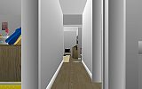 The Jeffrey MacDonald Case: Representation of hallway in the Jeffrey MacDonald apartment, facing west from mid-hallway