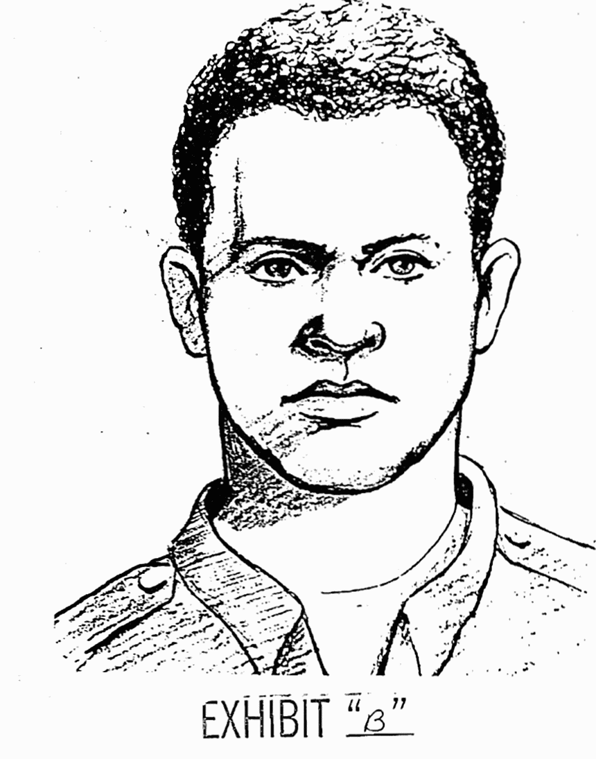 1970: Drawing of black male suspect