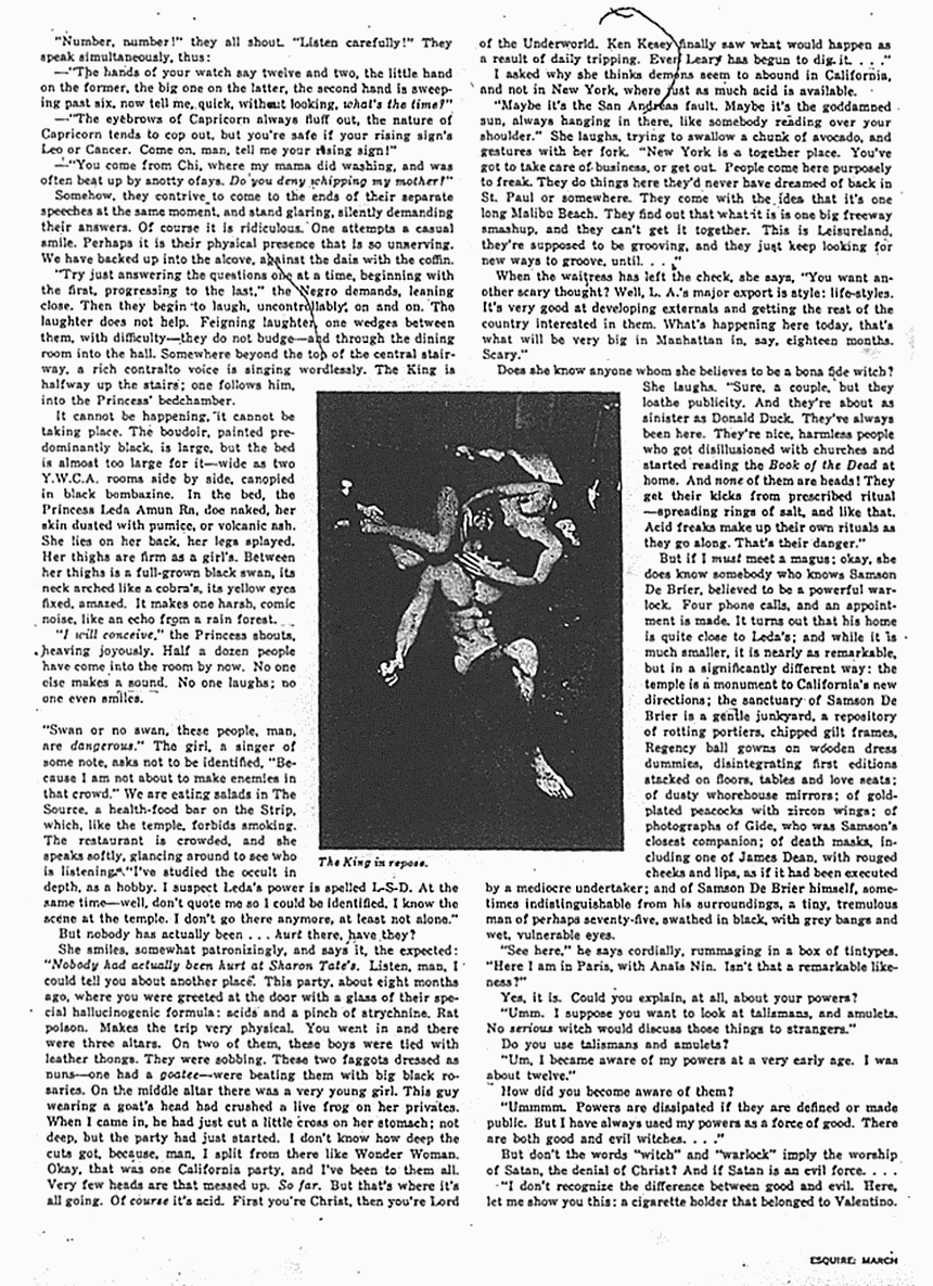 March 1970: Esquire magazine article: Princess Leda's Castle in the Air, p. 3 of 6