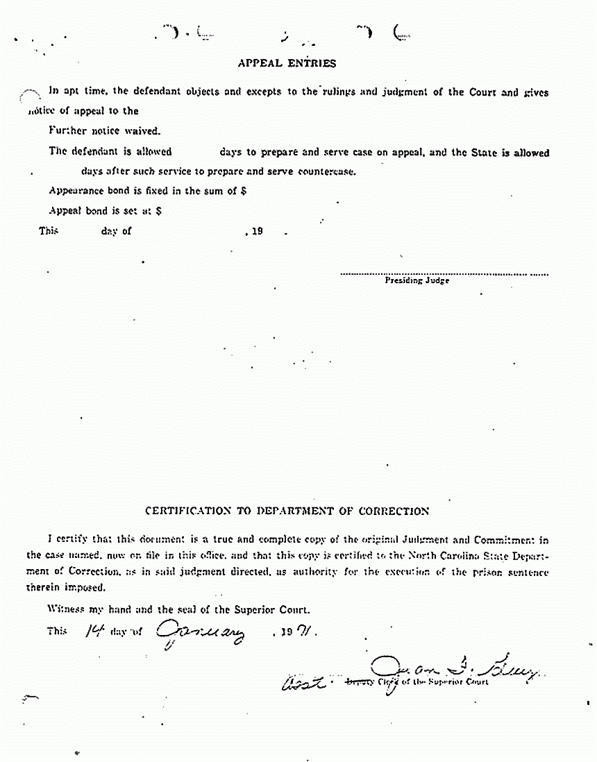 January 14, 1971: Appeal Entries for Allen Mazerolle, re: finding of guilt for possession of LSD