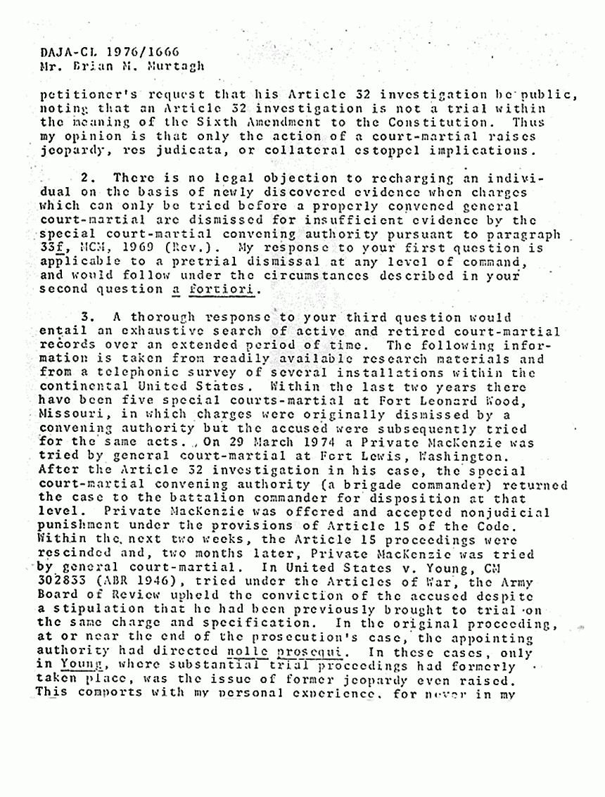 February 17, 1976: Letter from Major General Wilton B. Persons, Jr., USA, The Judge Advocate General, to Brian Murtagh, p. 2 of 3