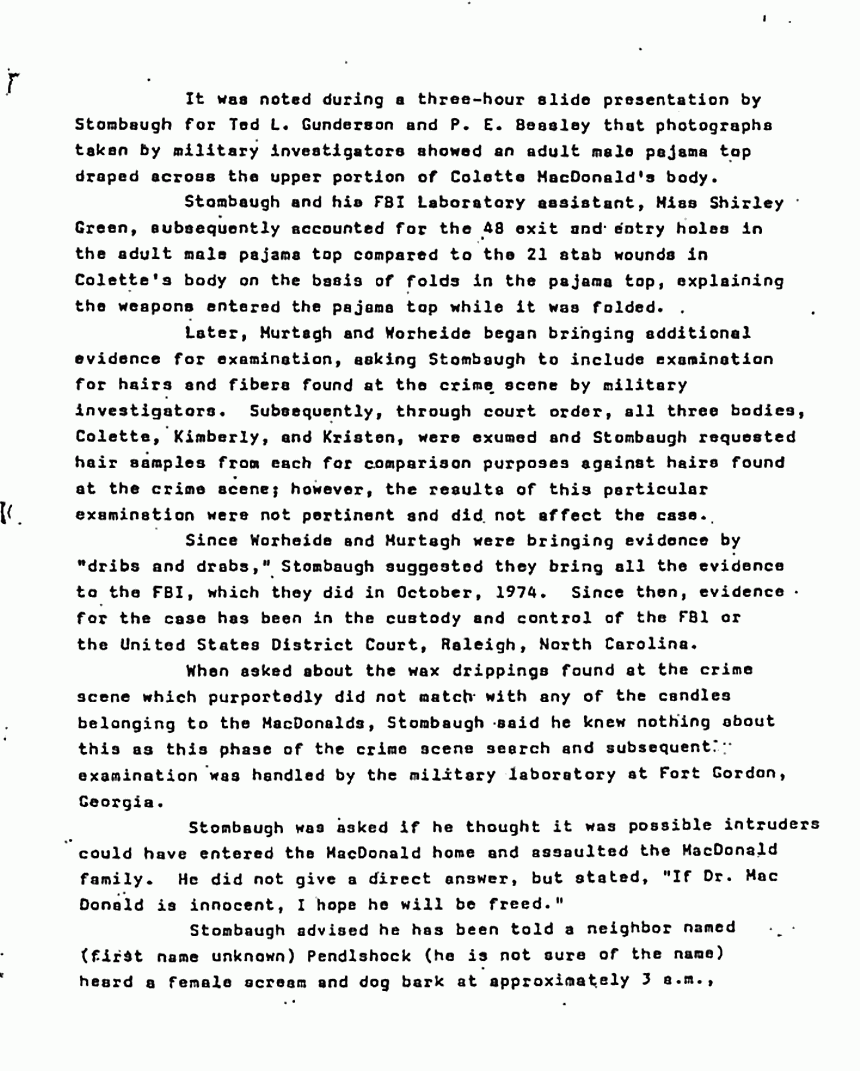 January 30, 1980: Ted Gunderson's summary of interview of Paul Stombaugh, p. 2 of 4
