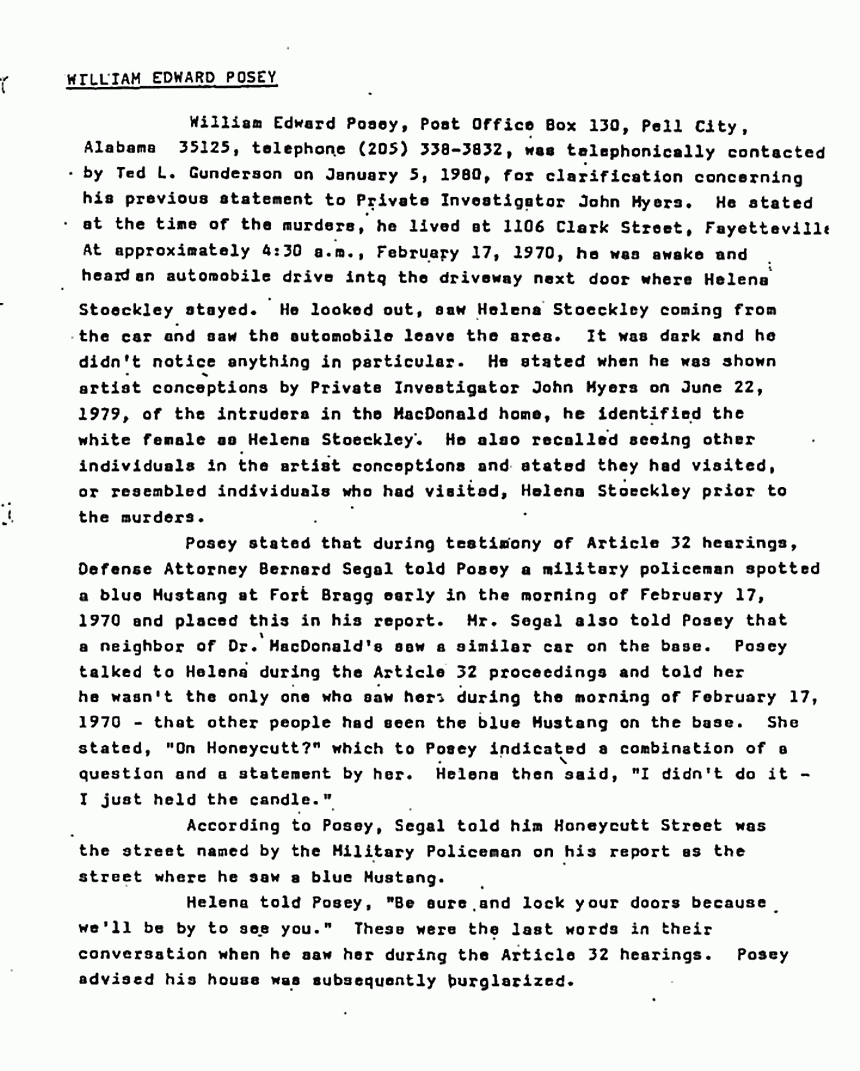 April 11, 1980: Investigative Report by Ted Gunderson: More information on Jimmy Friar, William Posey, and the rocking horse, p. 2 of 5