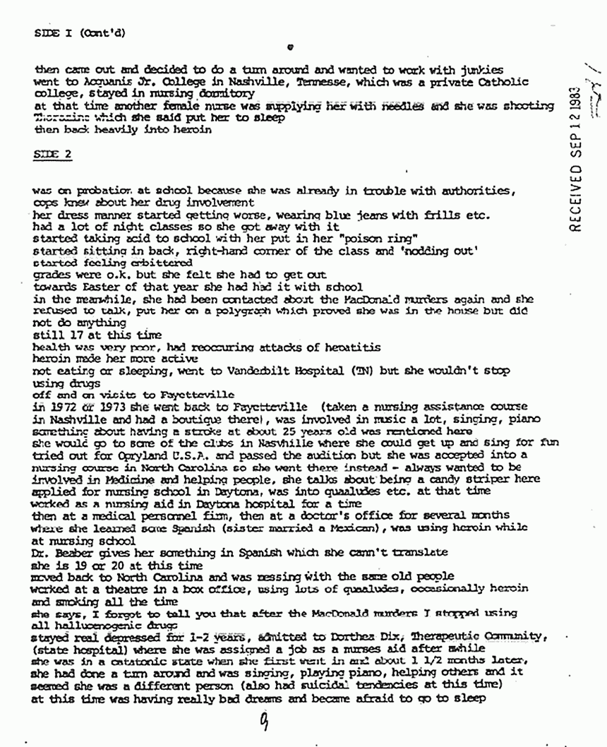 December 7, 1980: Interview of Helena Stoeckley by Dr. Rex Beaber, p. 2 of 10