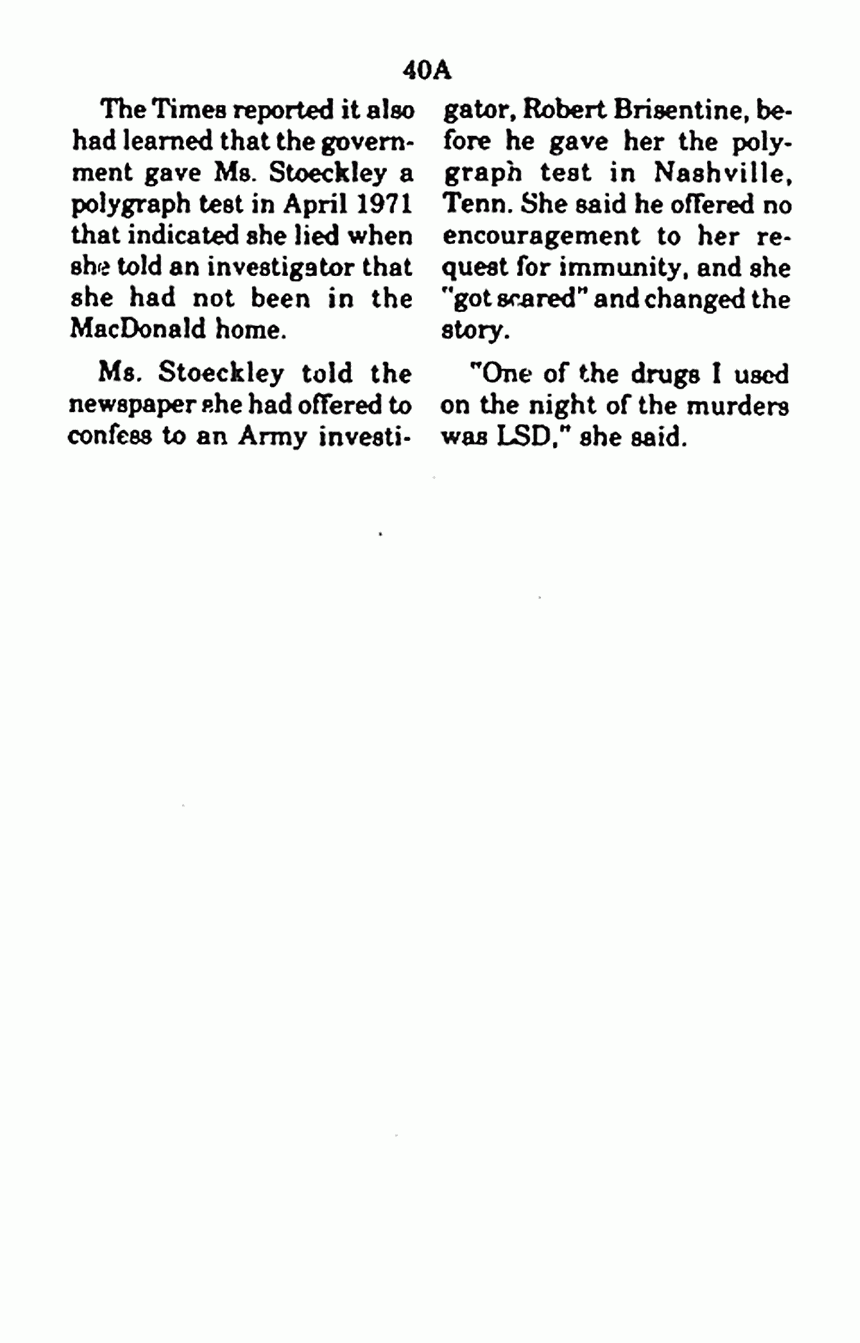 January 9, 1981: Article transmitted by the Associated Press re: Helena Stoeckley, p. 3 of 3