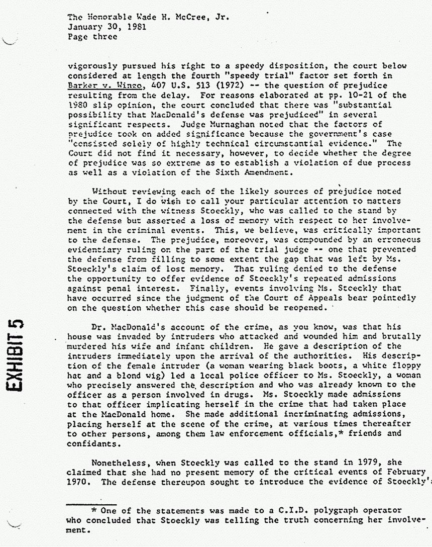 January 30, 1981: Letter from defense attorney Ralph Spritzer to Judge McCree, Solicitor General, Dept. of Justice, p. 3 of 5