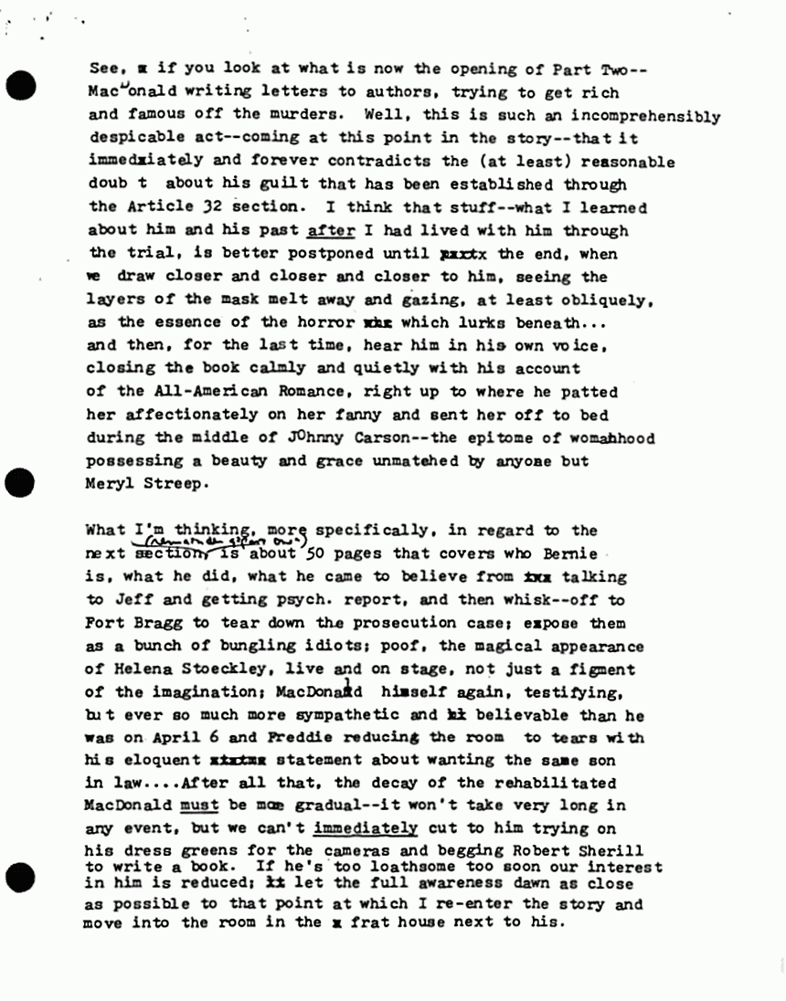 November 3, 1981: Letter from Joe McGinniss to Morgan Entrekin re: Fatal Vision, p. 2 of 3