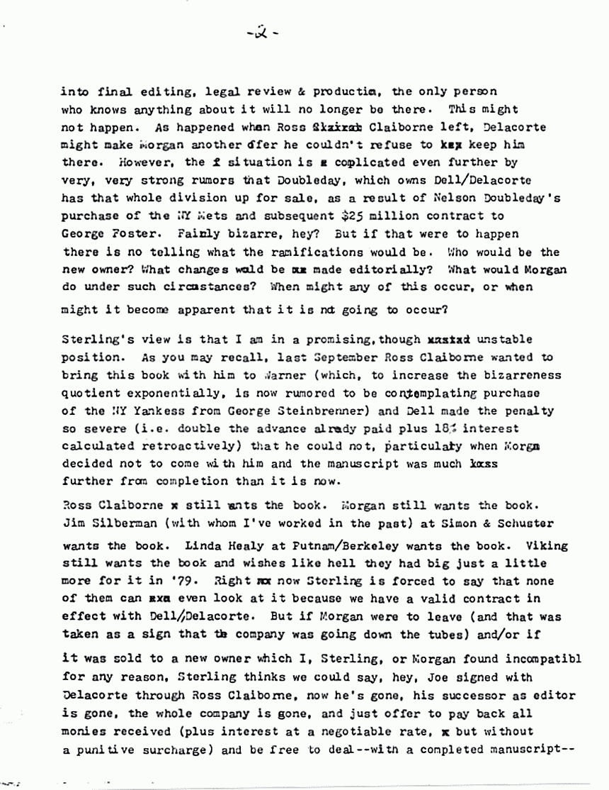 May 4, 1982: Letter from Joe McGinniss to Jeffrey MacDonald re: artistic control, p. 2 of 8