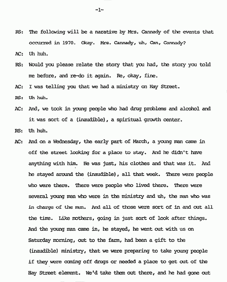 May 17, 1983: Ray Shedlick's interview with Ann Sutton Cannady, p. 1 of 9