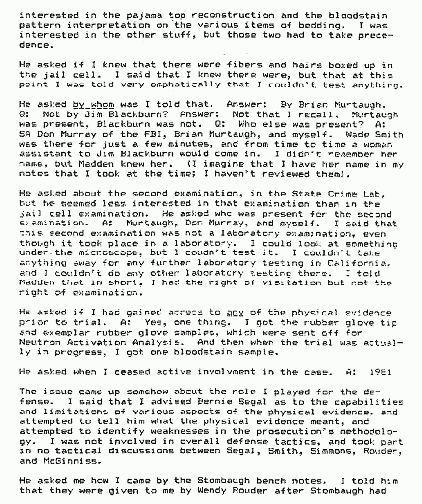 December 12, 1990: Memorandum from John Thornton re: Dec. 6, 1990 interview of Butch Madden (FBI), p. 3 of 4