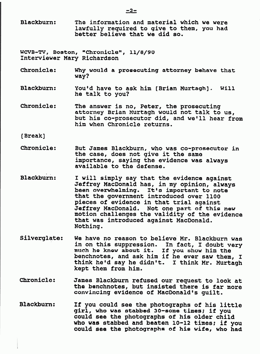 1987 and 1990: Transcription of videotape: Media statements by James Blackburn, p. 2 of 5