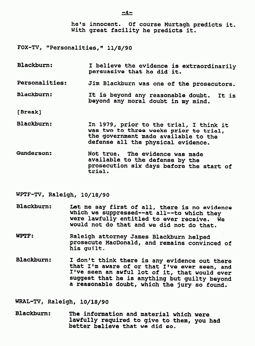 1987 and 1990: Transcription of videotape: Media statements by James Blackburn, p. 4 of 5