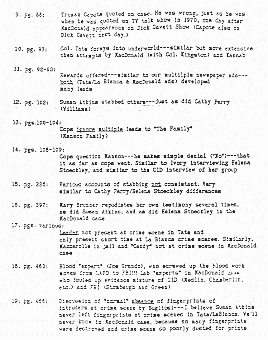 Undated: Jeffrey MacDonald's notes re: "Casual Comparison of Helter Skelter by Vincent Bugliosi and Facts in MacDonald Case", p. 2 of 5