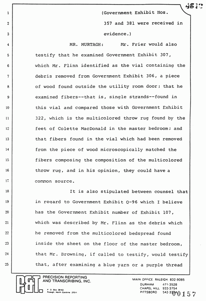 August 10, 1979: Reading of Jeffrey MacDonald's statements and Esquire magazine articles at trial, p. 3 of 151