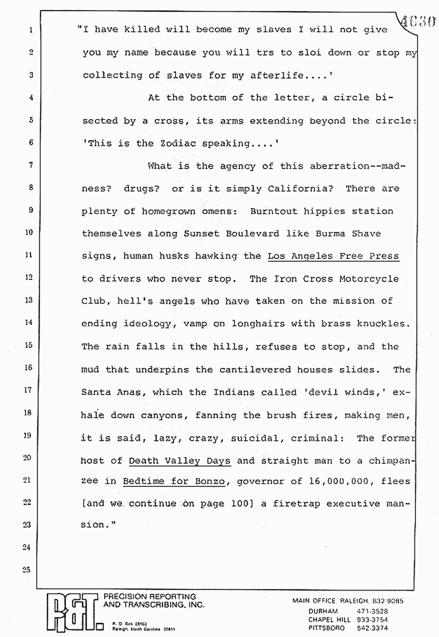 August 10, 1979: Reading of Jeffrey MacDonald's statements and Esquire magazine articles at trial, p. 21 of 151