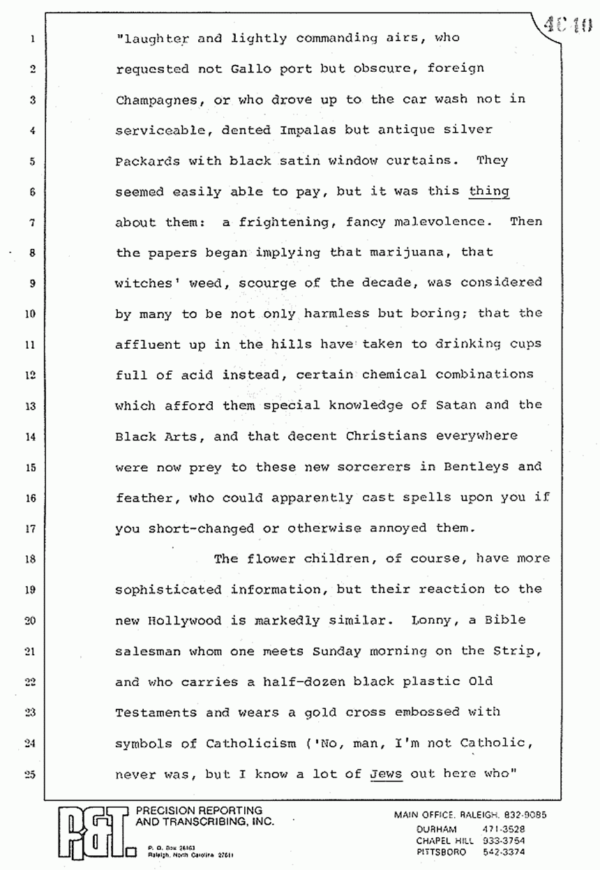 August 10, 1979: Reading of Jeffrey MacDonald's statements and Esquire magazine articles at trial, p. 31 of 151