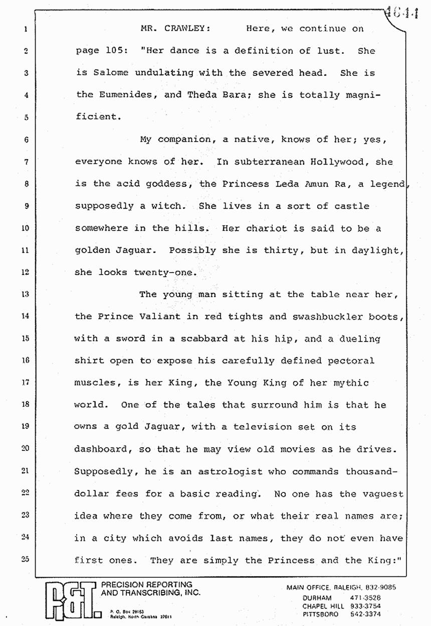 August 10, 1979: Reading of Jeffrey MacDonald's statements and Esquire magazine articles at trial, p. 35 of 151