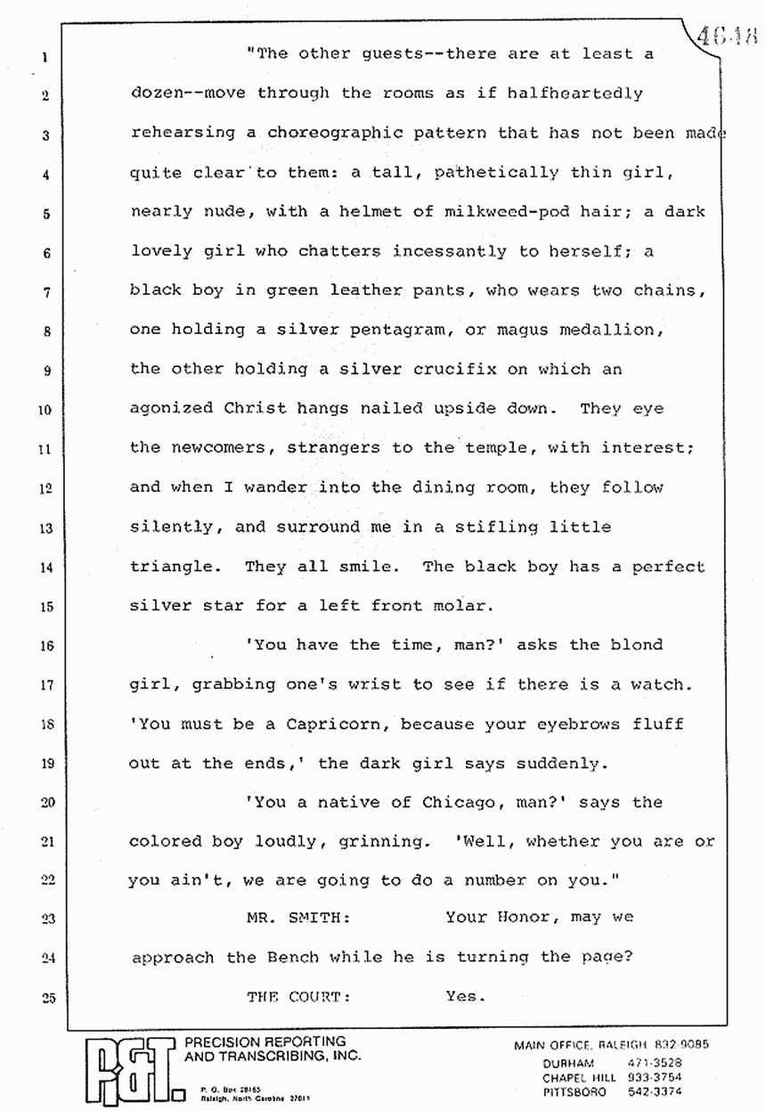 August 10, 1979: Reading of Jeffrey MacDonald's statements and Esquire magazine articles at trial, p. 39 of 151