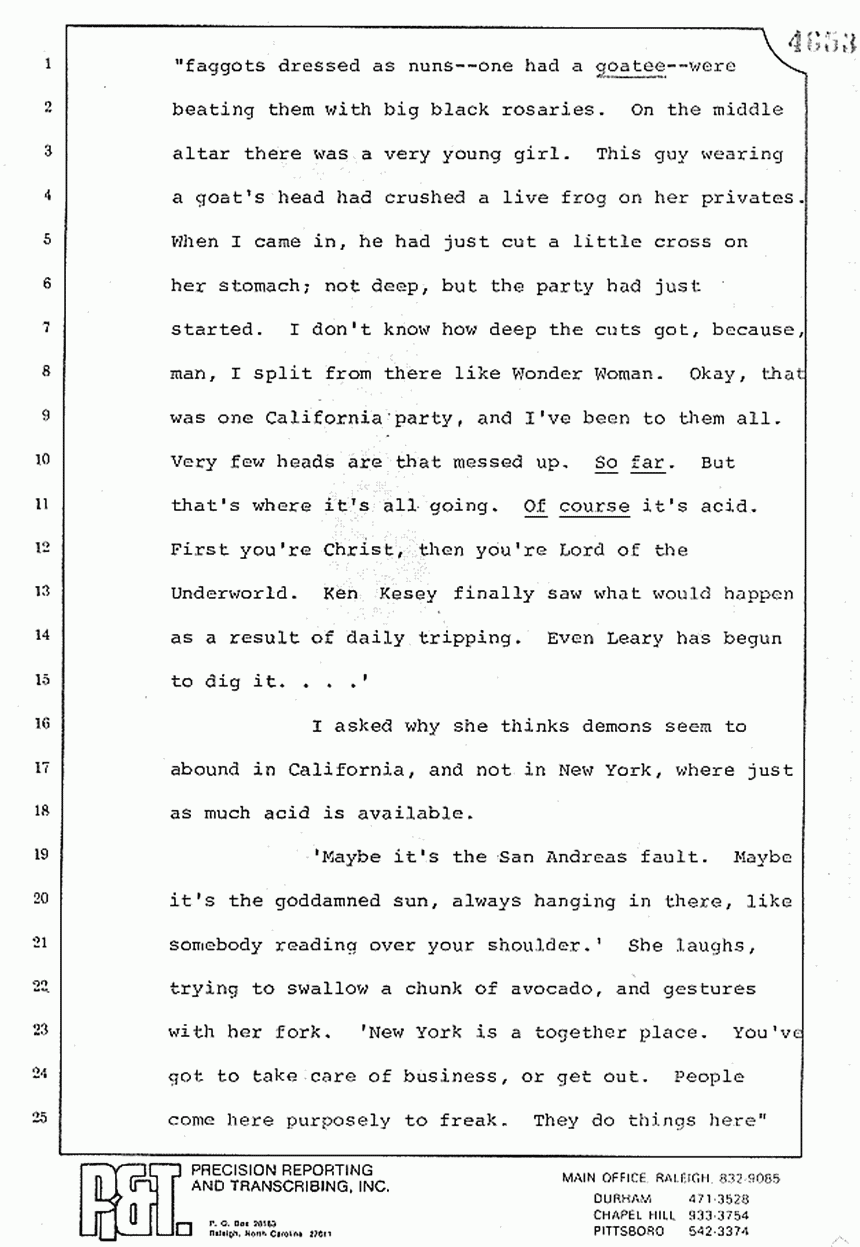August 10, 1979: Reading of Jeffrey MacDonald's statements and Esquire magazine articles at trial, p. 44 of 151
