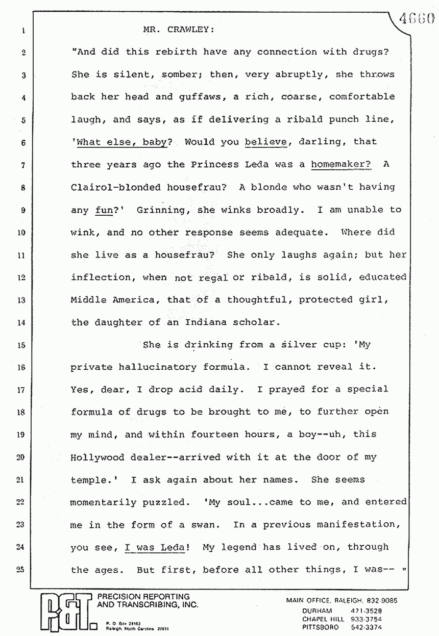 August 10, 1979: Reading of Jeffrey MacDonald's statements and Esquire magazine articles at trial, p. 51 of 151