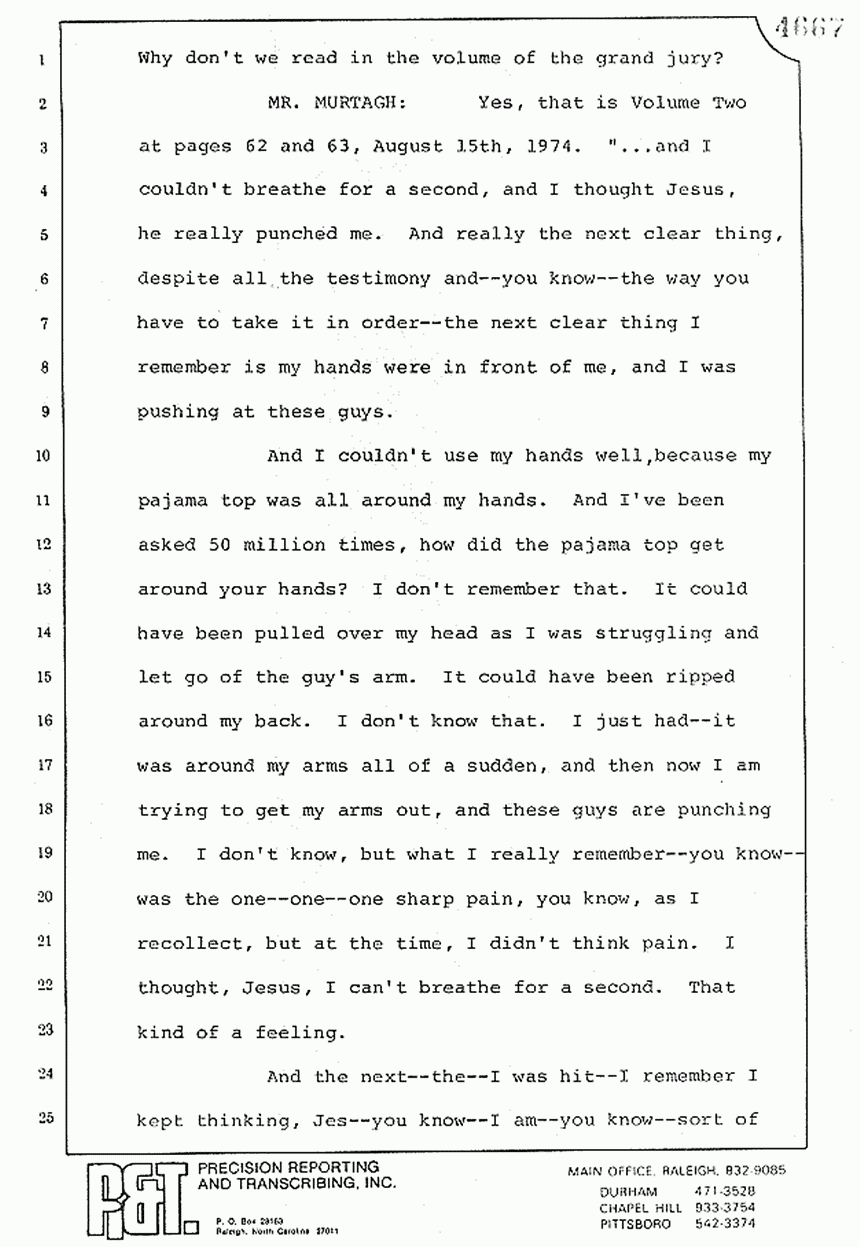 August 10, 1979: Reading of Jeffrey MacDonald's statements and Esquire magazine articles at trial, p. 58 of 151