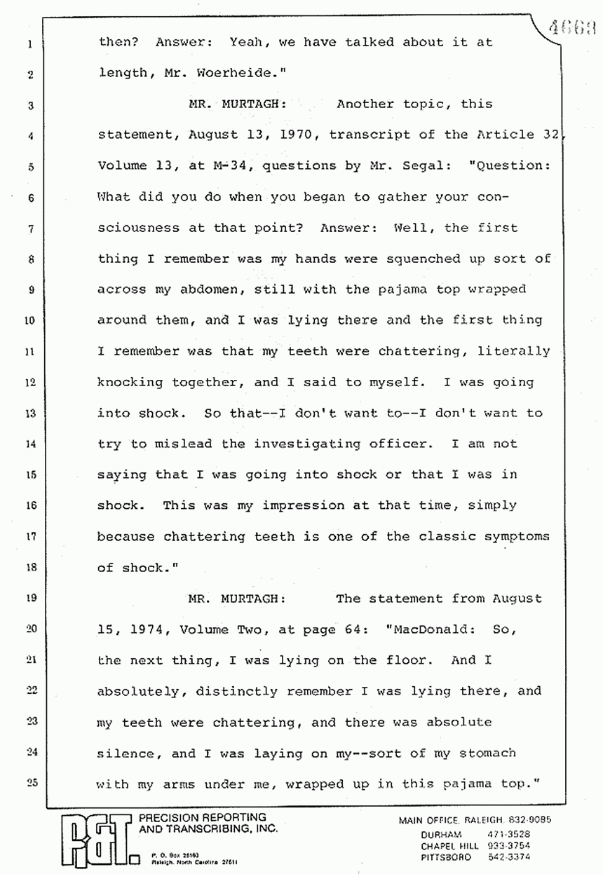 August 10, 1979: Reading of Jeffrey MacDonald's statements and Esquire magazine articles at trial, p. 60 of 151