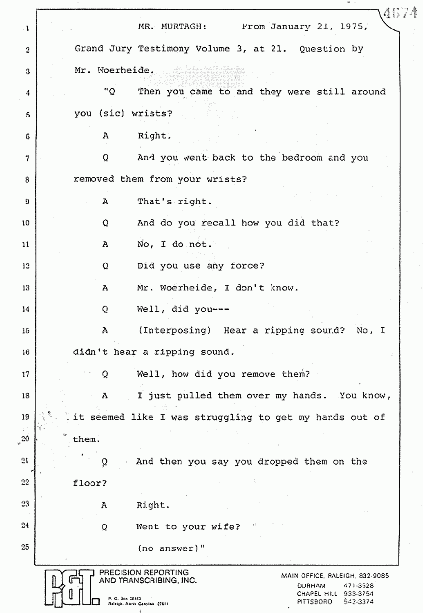 August 10, 1979: Reading of Jeffrey MacDonald's statements and Esquire magazine articles at trial, p. 65 of 151