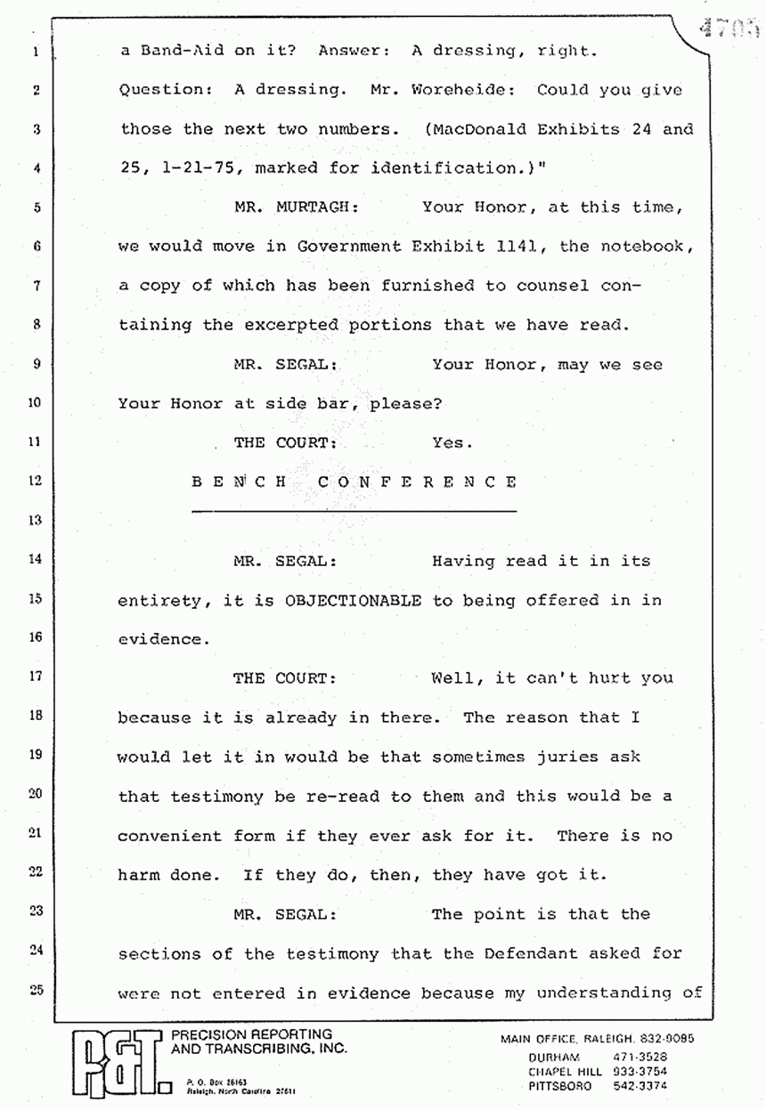 August 10, 1979: Reading of Jeffrey MacDonald's statements and Esquire magazine articles at trial, p. 96 of 151