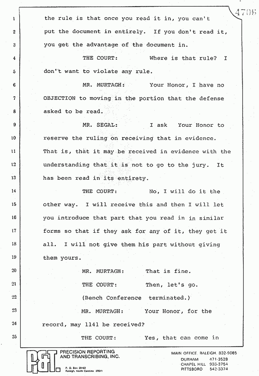 August 10, 1979: Reading of Jeffrey MacDonald's statements and Esquire magazine articles at trial, p. 97 of 151