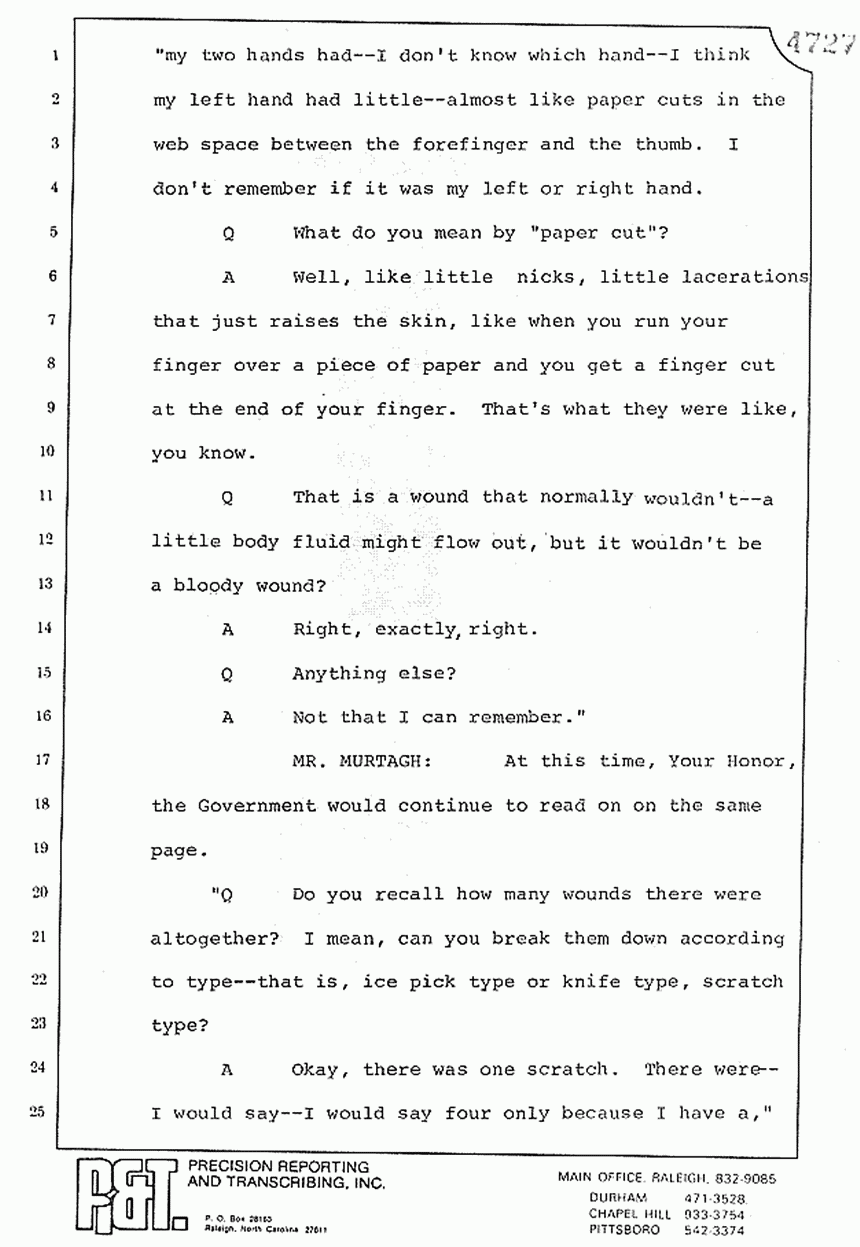 August 10, 1979: Reading of Jeffrey MacDonald's statements and Esquire magazine articles at trial, p. 118 of 151