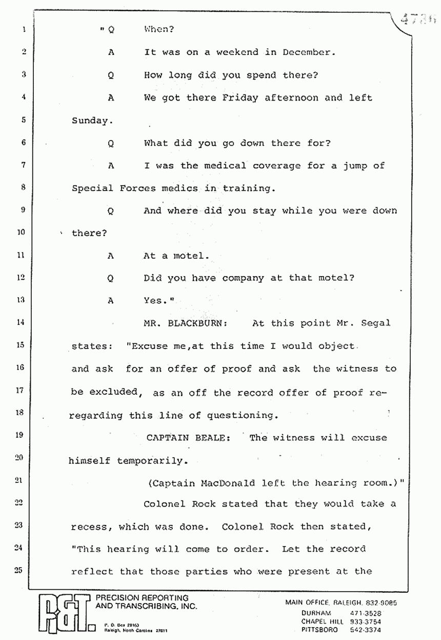 August 10, 1979: Reading of Jeffrey MacDonald's statements and Esquire magazine articles at trial, p. 127 of 151